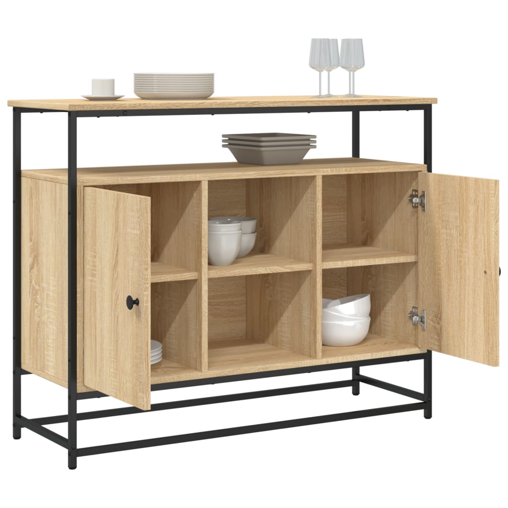Dressoir 100x35x80 cm bewerkt hout sonoma eikenkleurig is nu te koop bij PeponiXL, paradijselijk wonen!