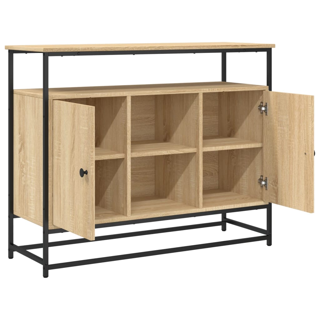 Dressoir 100x35x80 cm bewerkt hout sonoma eikenkleurig is nu te koop bij PeponiXL, paradijselijk wonen!