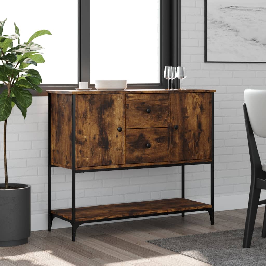 Dressoir 100x36x85 cm bewerkt hout gerookt eikenkleurig is nu te koop bij PeponiXL, paradijselijk wonen!