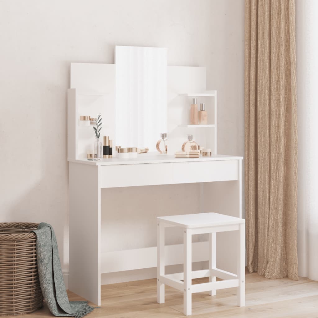 Kaptafel met spiegel 96x39x142 cm wit is nu te koop bij PeponiXL, paradijselijk wonen!