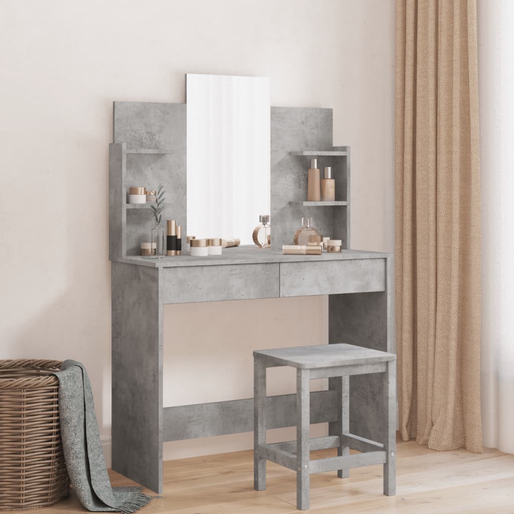 Kaptafel met spiegel 96x39x142 cm betongrijs is nu te koop bij PeponiXL, paradijselijk wonen!