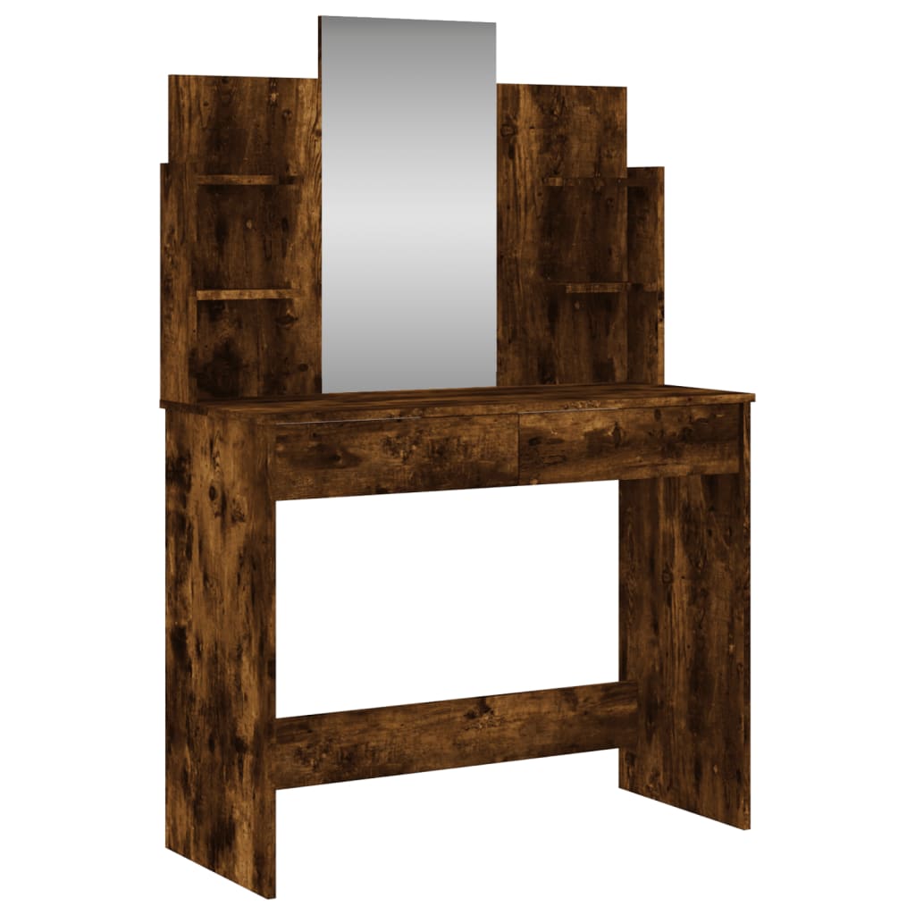 Kaptafel met spiegel 96x39x142 cm gerookt eikenkleurig is nu te koop bij PeponiXL, paradijselijk wonen!