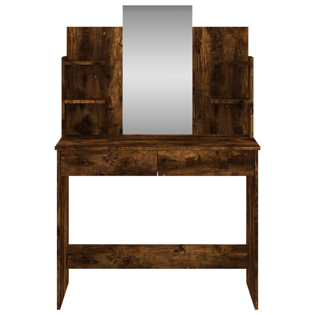 Kaptafel met spiegel 96x39x142 cm gerookt eikenkleurig is nu te koop bij PeponiXL, paradijselijk wonen!