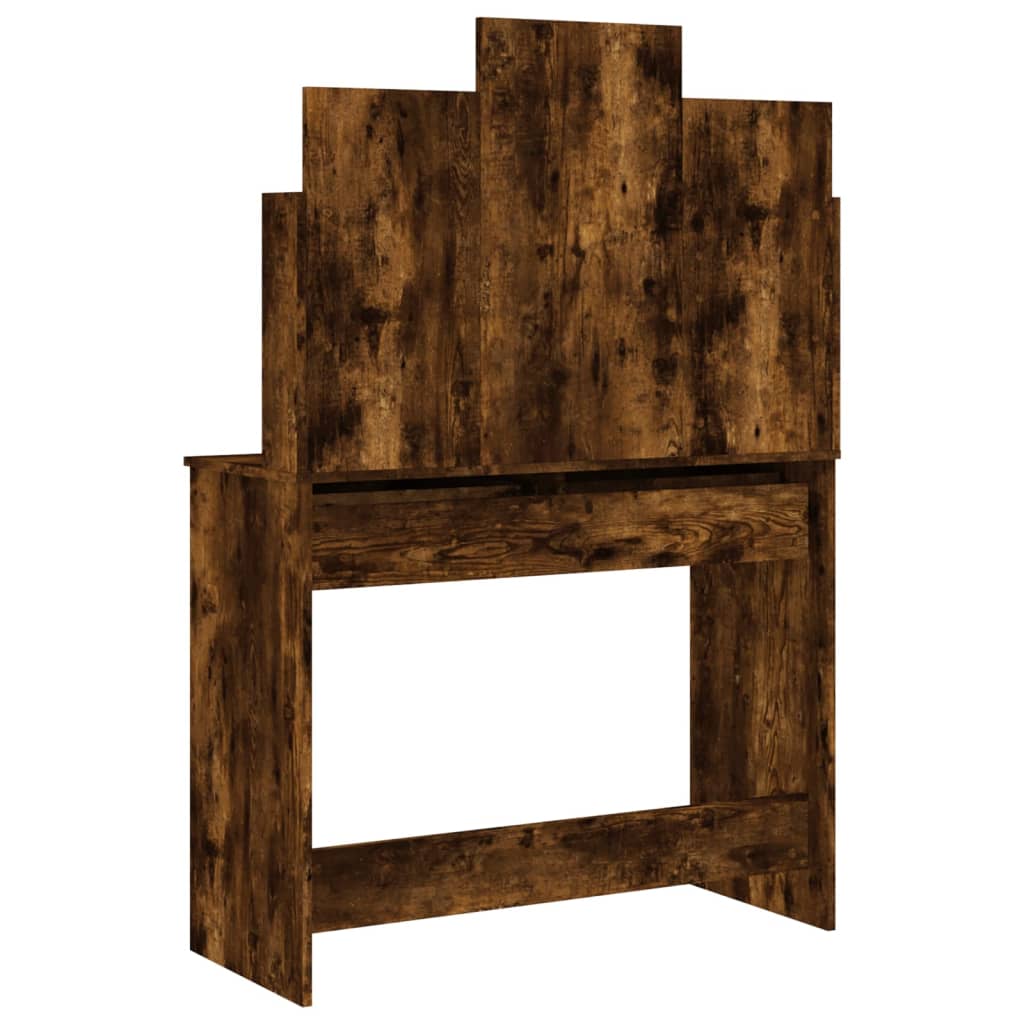 Kaptafel met spiegel 96x39x142 cm gerookt eikenkleurig is nu te koop bij PeponiXL, paradijselijk wonen!