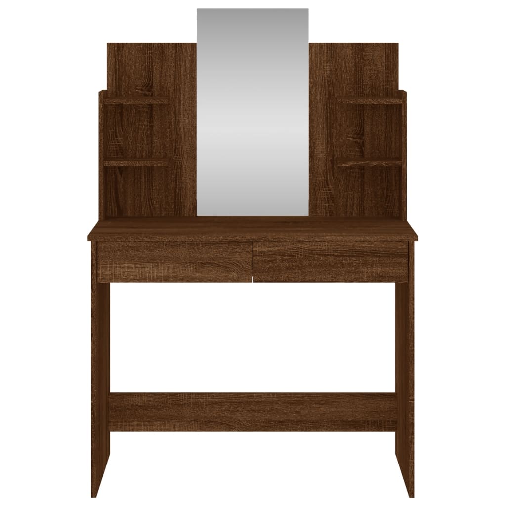 Kaptafel met spiegel 96x39x142 cm bruin eikenkleur is nu te koop bij PeponiXL, paradijselijk wonen!