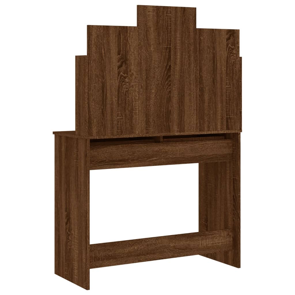 Kaptafel met spiegel 96x39x142 cm bruin eikenkleur is nu te koop bij PeponiXL, paradijselijk wonen!