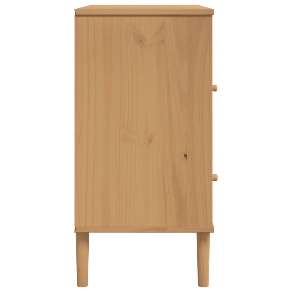 Dressoir SENJA rattan-look 80x40x80 cm massief grenenhout bruin is nu te koop bij PeponiXL, paradijselijk wonen!