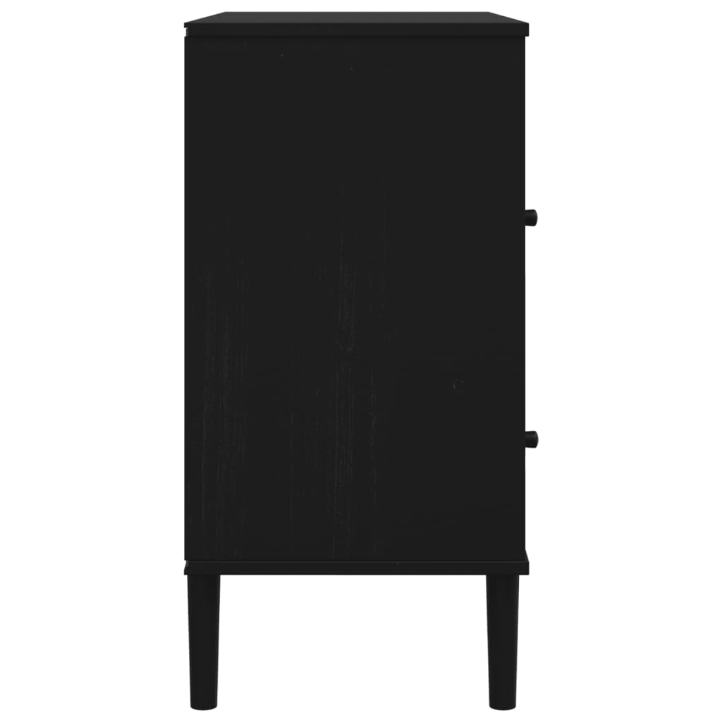 Dressoir SENJA rattan-look 80x40x80 cm massief grenenhout zwart is nu te koop bij PeponiXL, paradijselijk wonen!