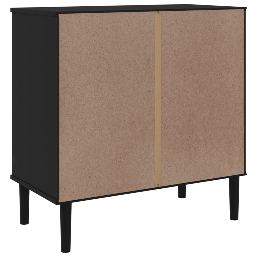 Dressoir SENJA rattan-look 80x40x80 cm massief grenenhout zwart is nu te koop bij PeponiXL, paradijselijk wonen!