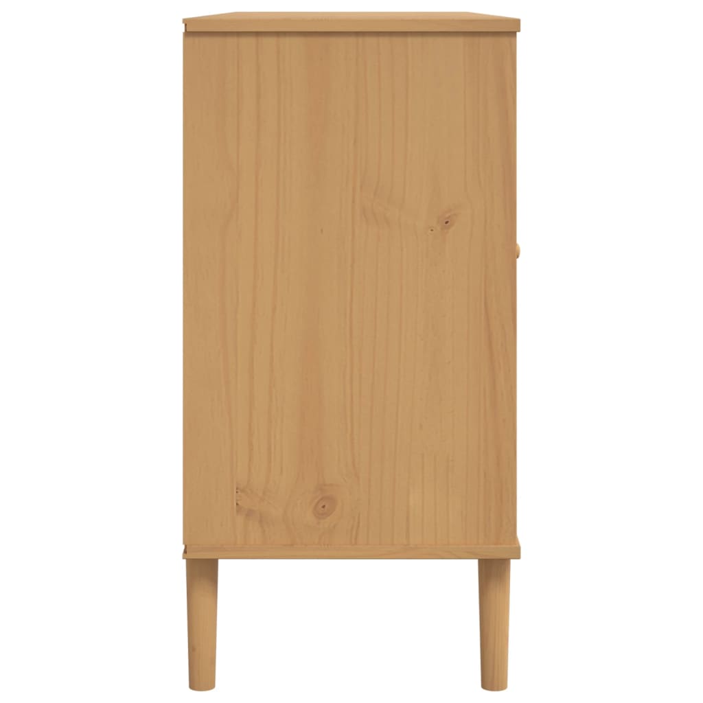 Dressoir SENJA rattan-look 112x40x80 cm grenenhout bruin is nu te koop bij PeponiXL, paradijselijk wonen!