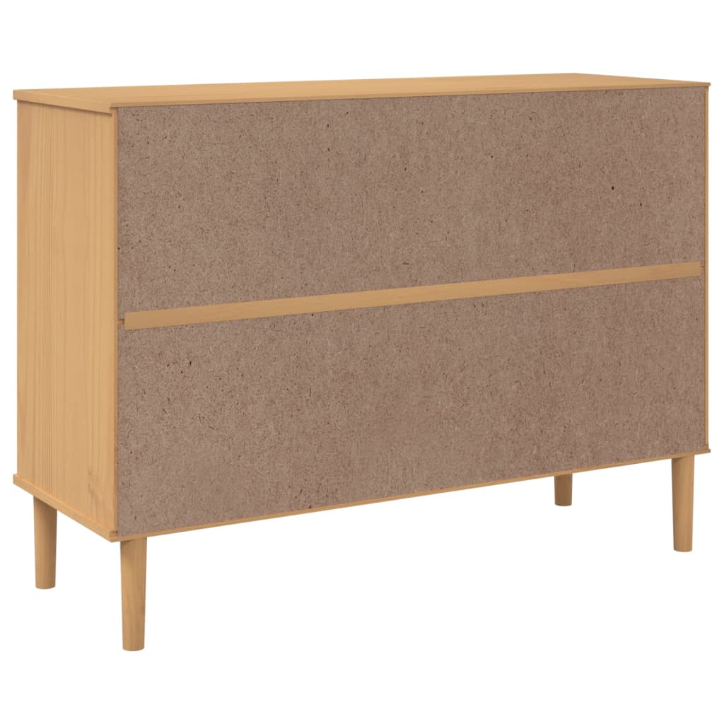 Dressoir SENJA rattan-look 112x40x80 cm grenenhout bruin is nu te koop bij PeponiXL, paradijselijk wonen!