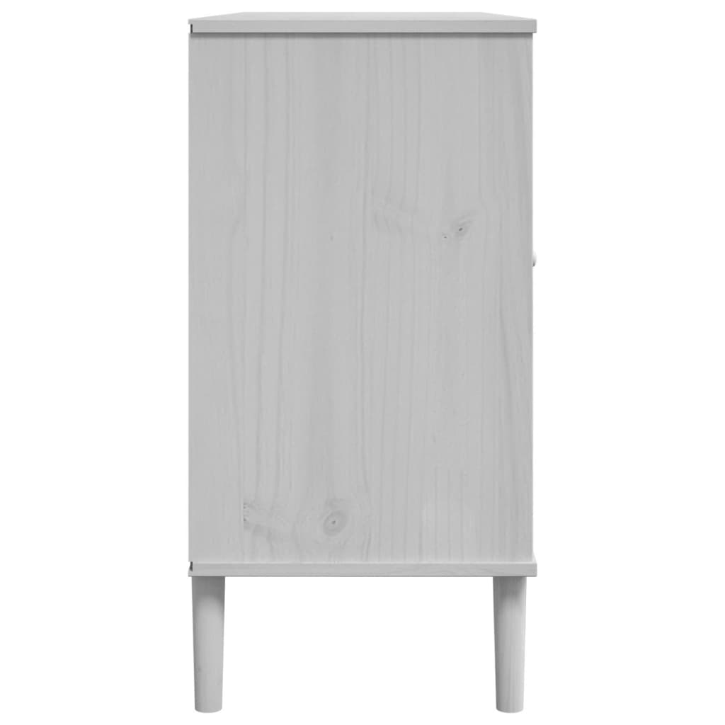 Dressoir SENJA rattan-look 112x40x80 cm massief grenenhout wit is nu te koop bij PeponiXL, paradijselijk wonen!
