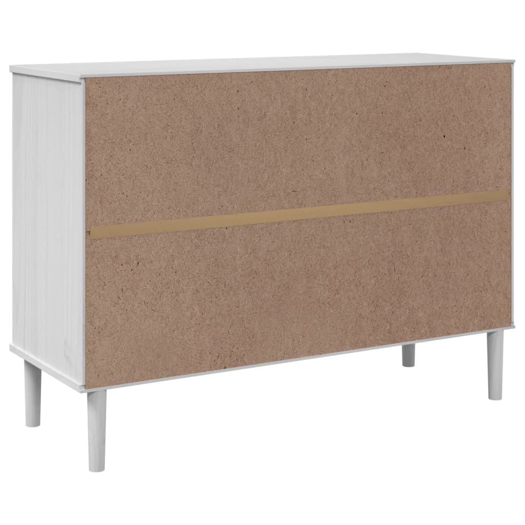 Dressoir SENJA rattan-look 112x40x80 cm massief grenenhout wit is nu te koop bij PeponiXL, paradijselijk wonen!