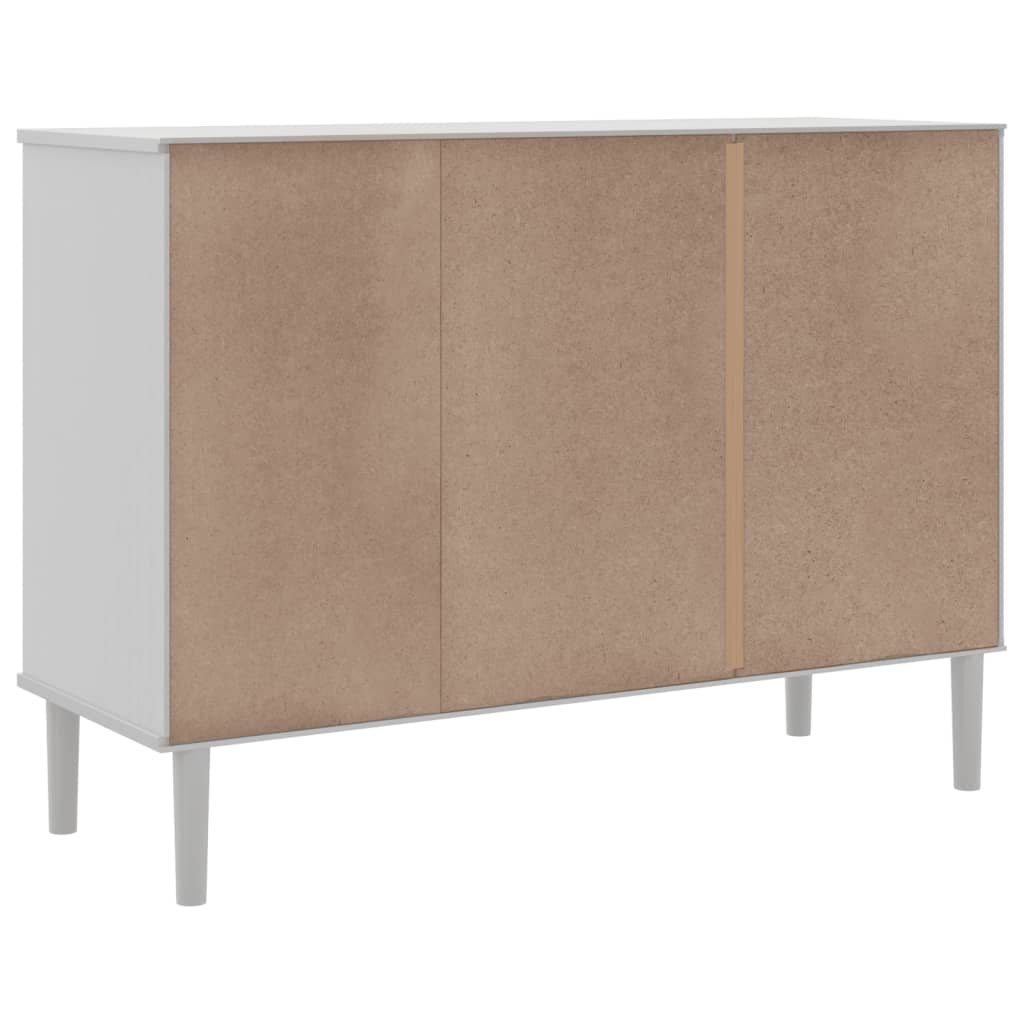 Dressoir SENJA 112x40x80 cm rattan look massief grenenhout wit is nu te koop bij PeponiXL, paradijselijk wonen!
