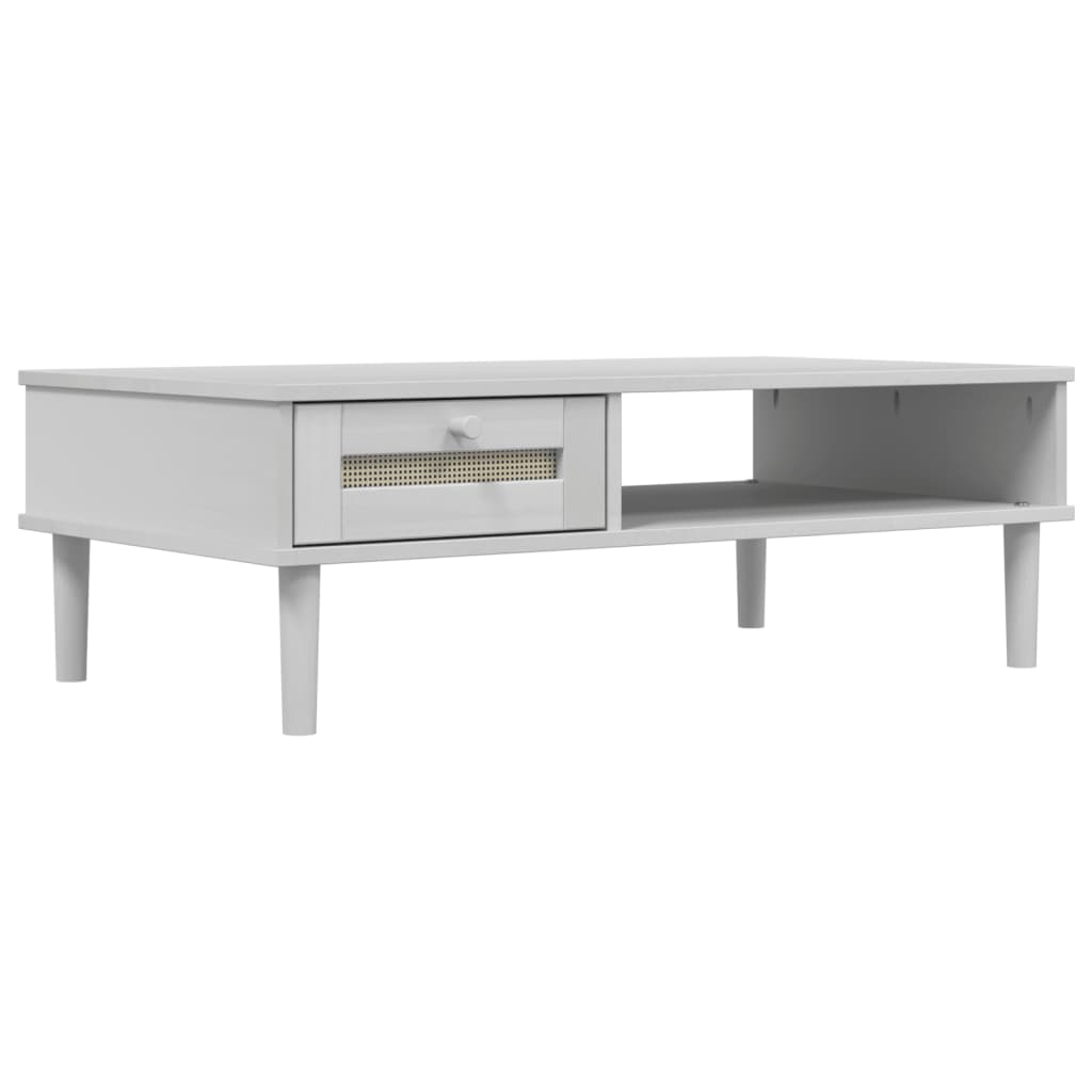 Salontafel SENJA 100x55x33 cm rattan-look massief hout wit is nu te koop bij PeponiXL, paradijselijk wonen!