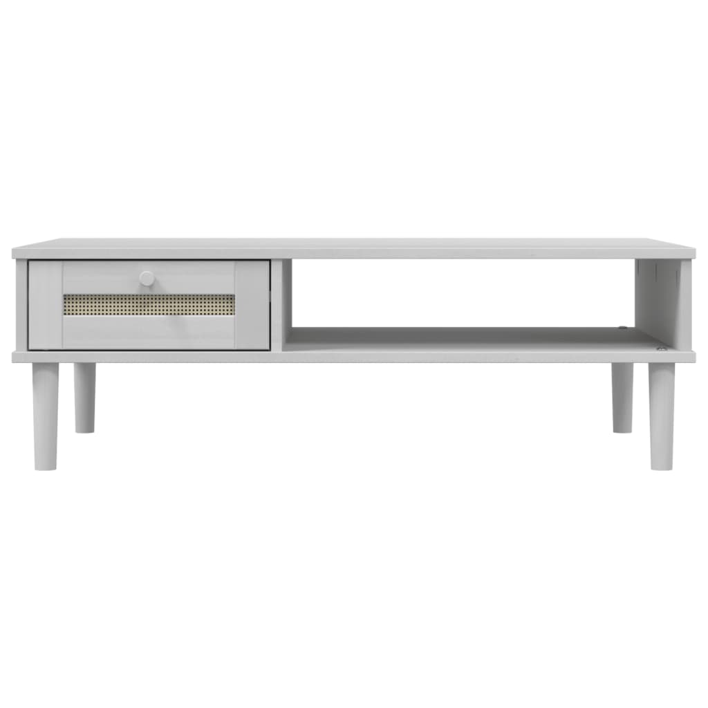 Salontafel SENJA 100x55x33 cm rattan-look massief hout wit is nu te koop bij PeponiXL, paradijselijk wonen!