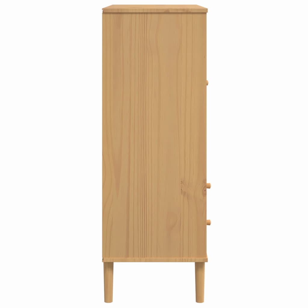 Hoge kast SENJA 90x40x112 cm rattan look grenenhout bruin is nu te koop bij PeponiXL, paradijselijk wonen!