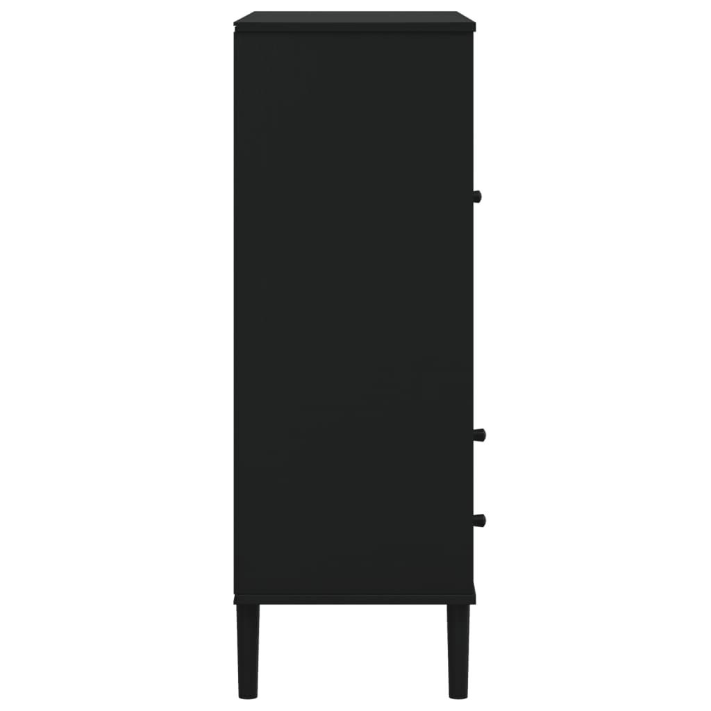 Hoge kast SENJA 90x40x112 cm rattan look grenenhout zwart is nu te koop bij PeponiXL, paradijselijk wonen!