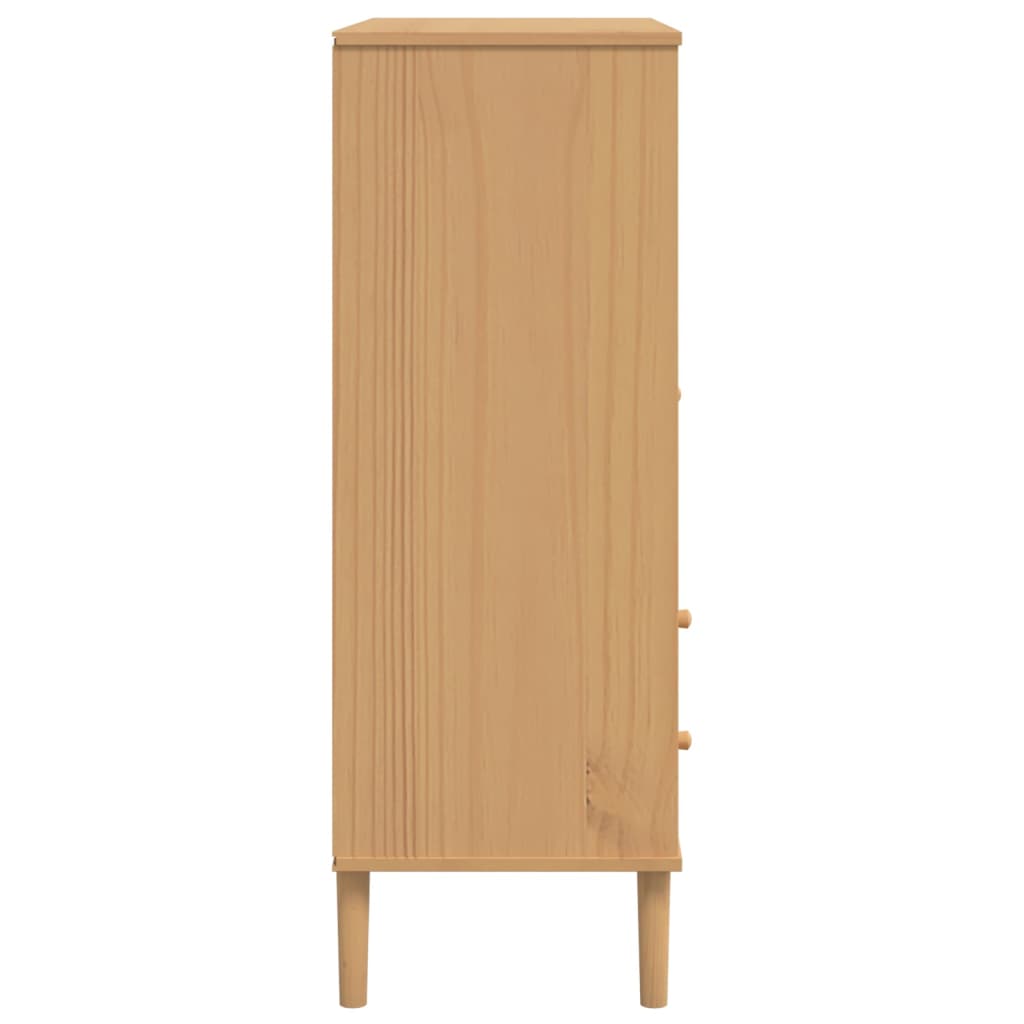 Hoge kast SENJA rattan-look 90x40x112 cm grenenhout bruin is nu te koop bij PeponiXL, paradijselijk wonen!