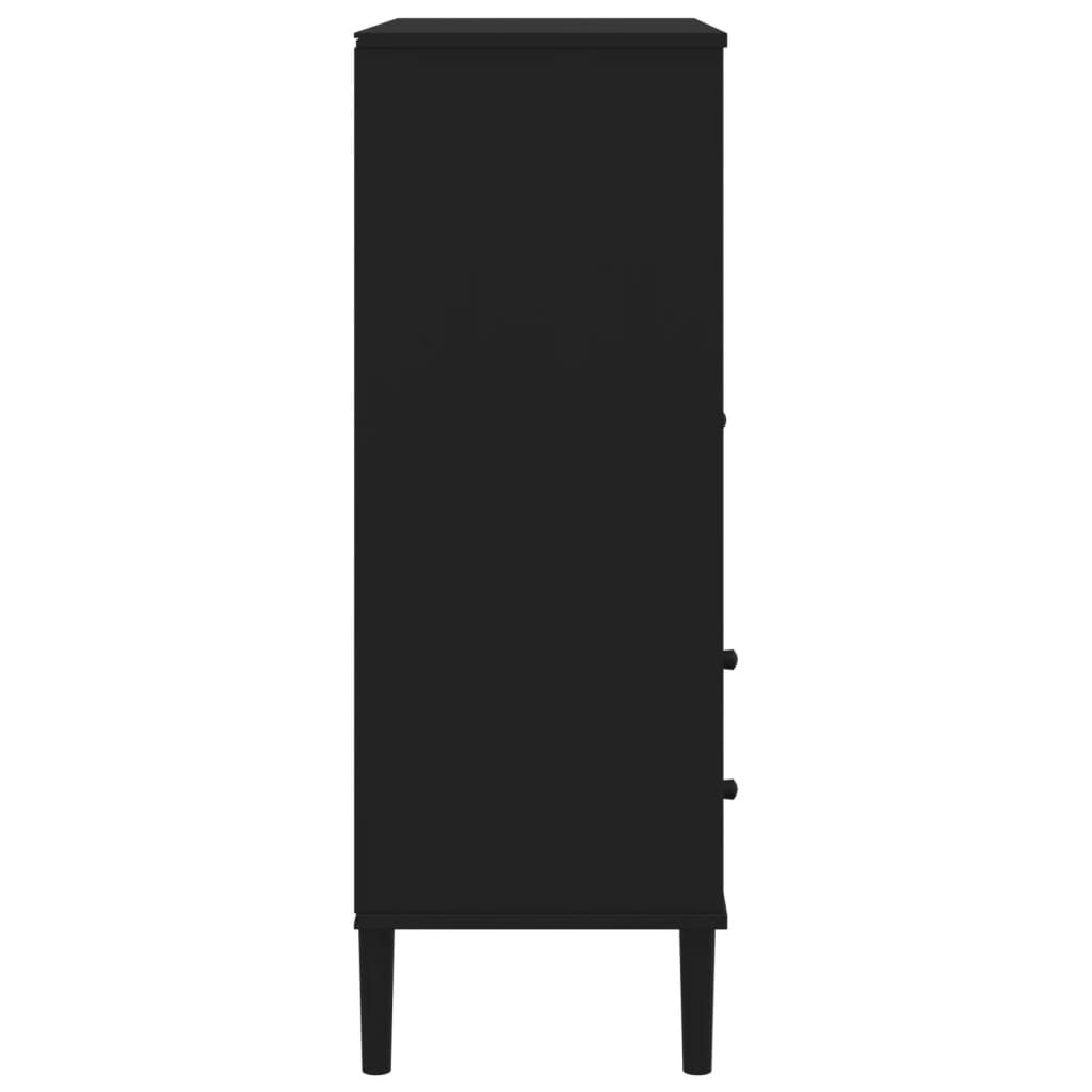 Hoge kast SENJA rattan-look 90x40x112 cm grenenhout zwart is nu te koop bij PeponiXL, paradijselijk wonen!