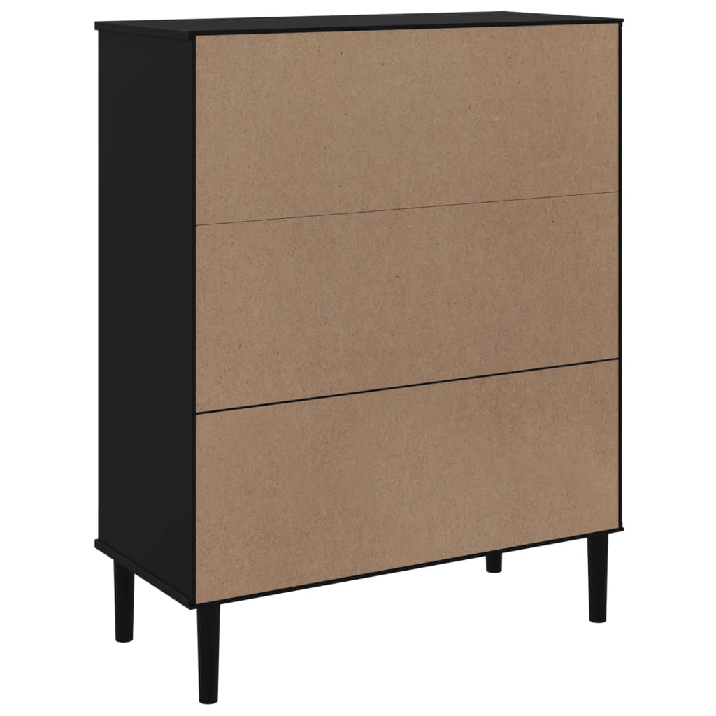 Hoge kast SENJA rattan-look 90x40x112 cm grenenhout zwart is nu te koop bij PeponiXL, paradijselijk wonen!