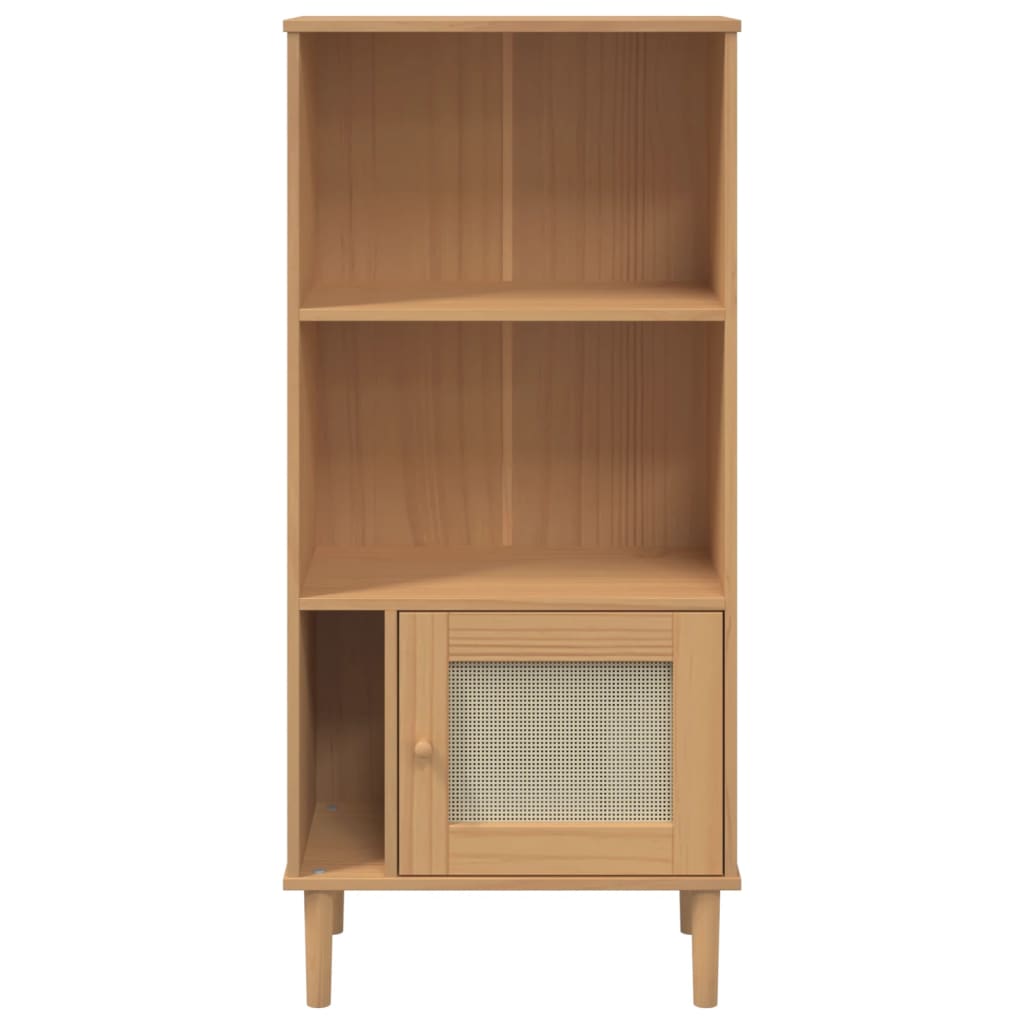 Boekenkast SENJA rattan-look 60x35x130 cm grenenhout bruin is nu te koop bij PeponiXL, paradijselijk wonen!