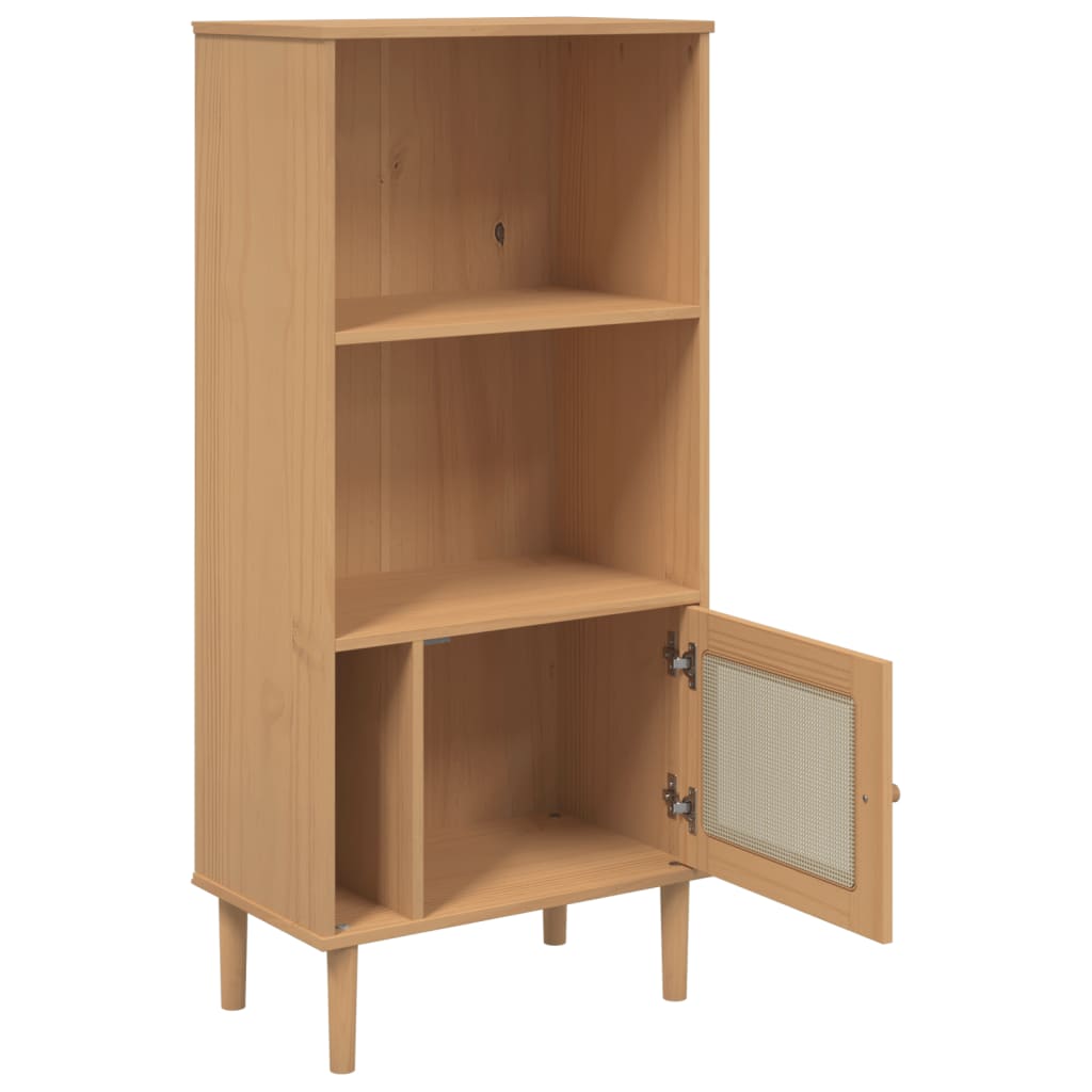 Boekenkast SENJA rattan-look 60x35x130 cm grenenhout bruin is nu te koop bij PeponiXL, paradijselijk wonen!