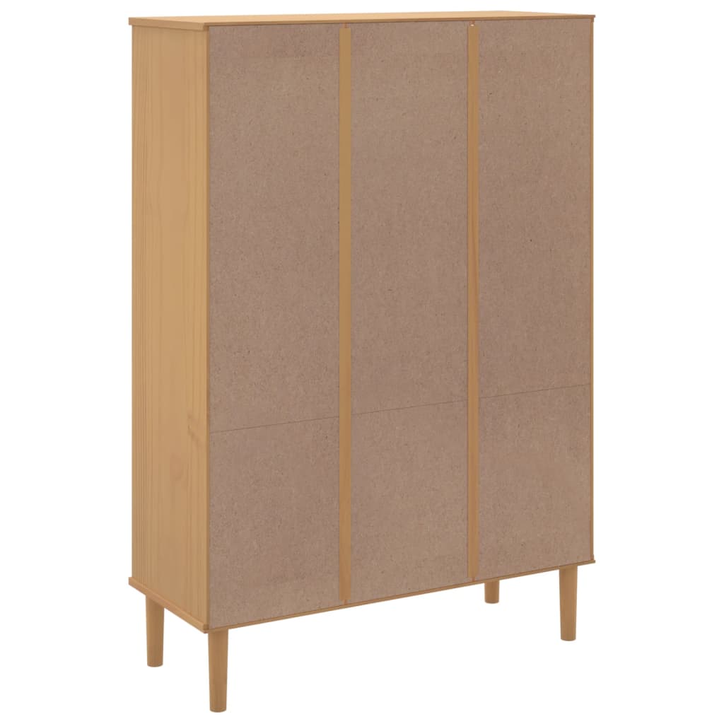 Boekenkast SENJA rattan-look 90x35x130 cm grenenhout bruin is nu te koop bij PeponiXL, paradijselijk wonen!