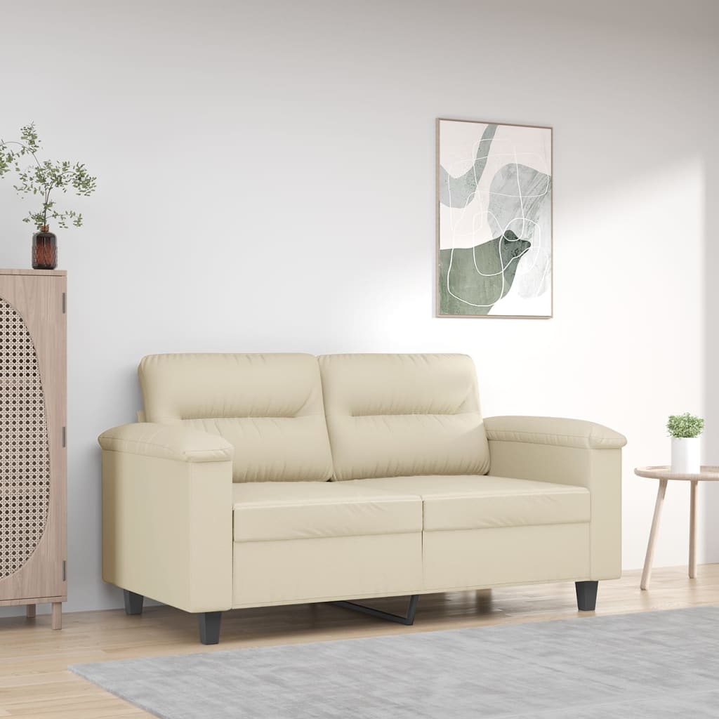 Tweezitsbank 120 cm kunstleer crèmekleurig is nu te koop bij PeponiXL, paradijselijk wonen!