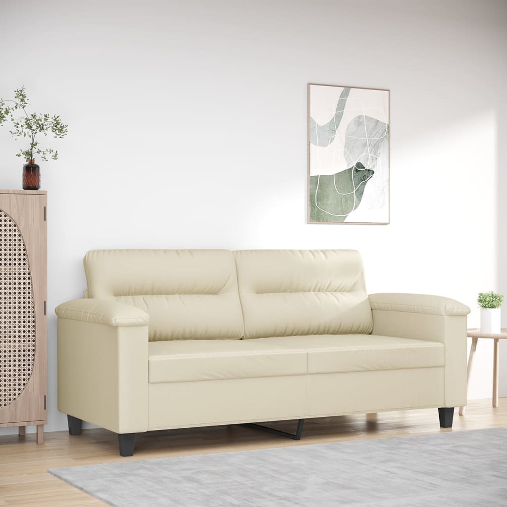 Tweezitsbank 140 cm kunstleer crèmekleurig is nu te koop bij PeponiXL, paradijselijk wonen!