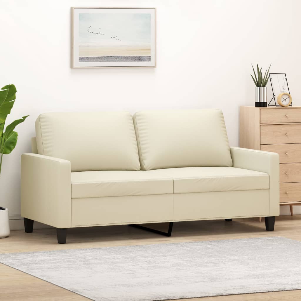 Tweezitsbank 140 cm kunstleer crèmekleurig is nu te koop bij PeponiXL, paradijselijk wonen!