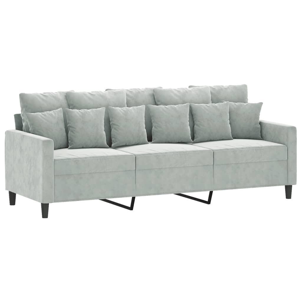 Driezitsbank 180 cm fluweel lichtgrijs is nu te koop bij PeponiXL, paradijselijk wonen!