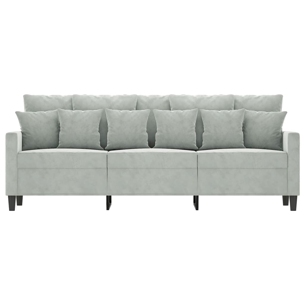 Driezitsbank 180 cm fluweel lichtgrijs is nu te koop bij PeponiXL, paradijselijk wonen!