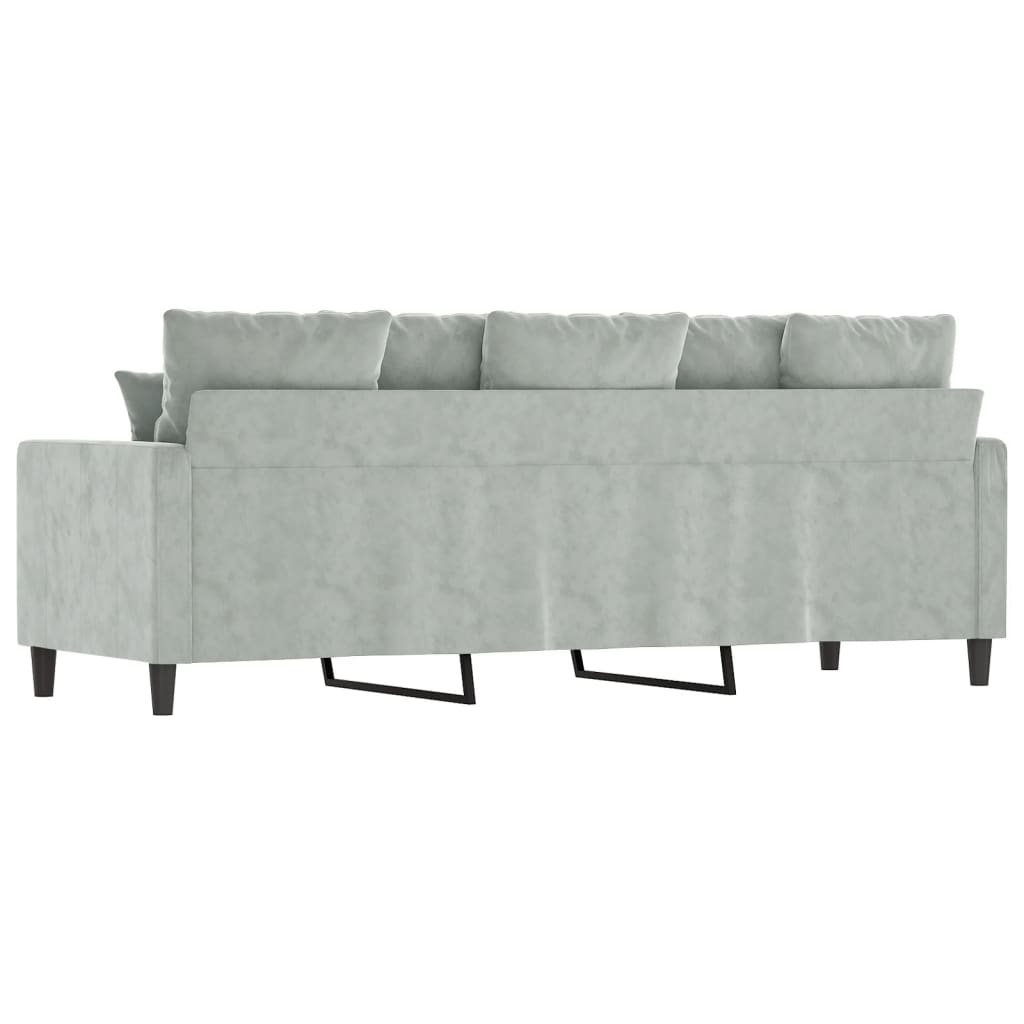 Driezitsbank 180 cm fluweel lichtgrijs is nu te koop bij PeponiXL, paradijselijk wonen!