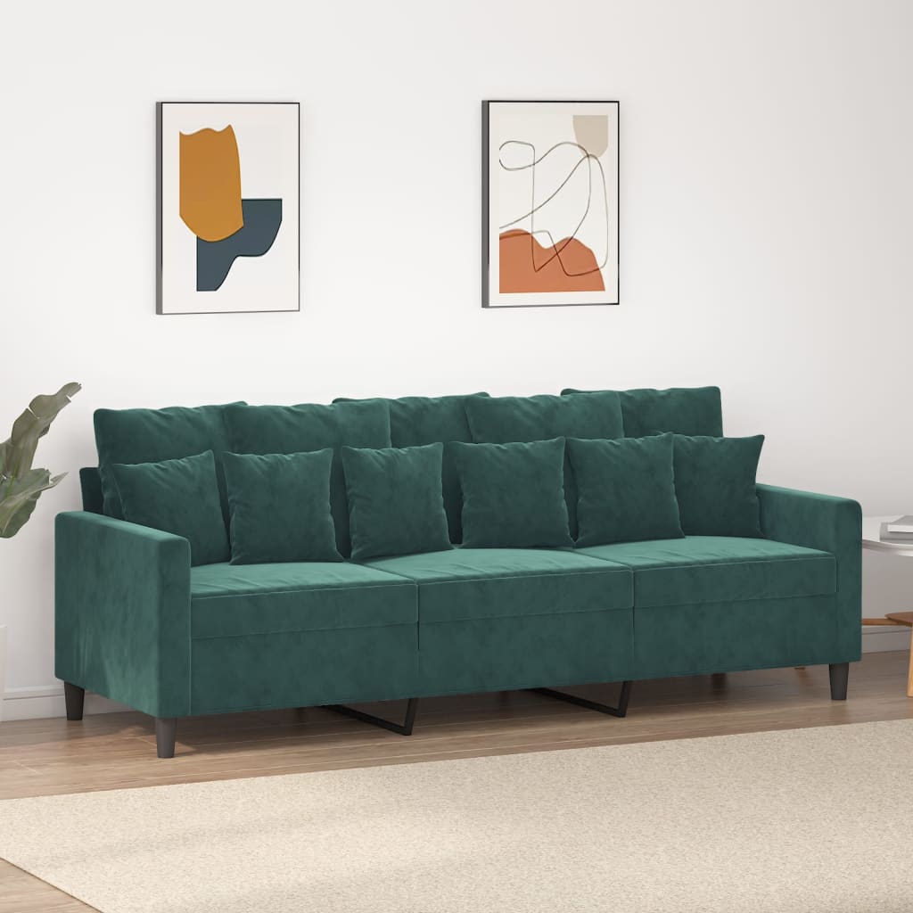 Driezitsbank 180 cm fluweel donkergroen is nu te koop bij PeponiXL, paradijselijk wonen!