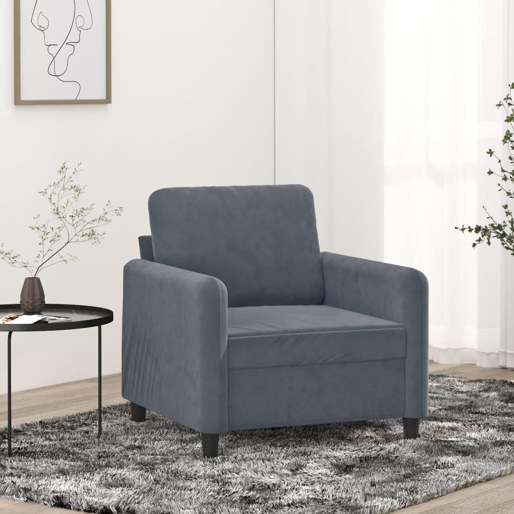 Fauteuil 60 cm fluweel donkergrijs is nu te koop bij PeponiXL, paradijselijk wonen!