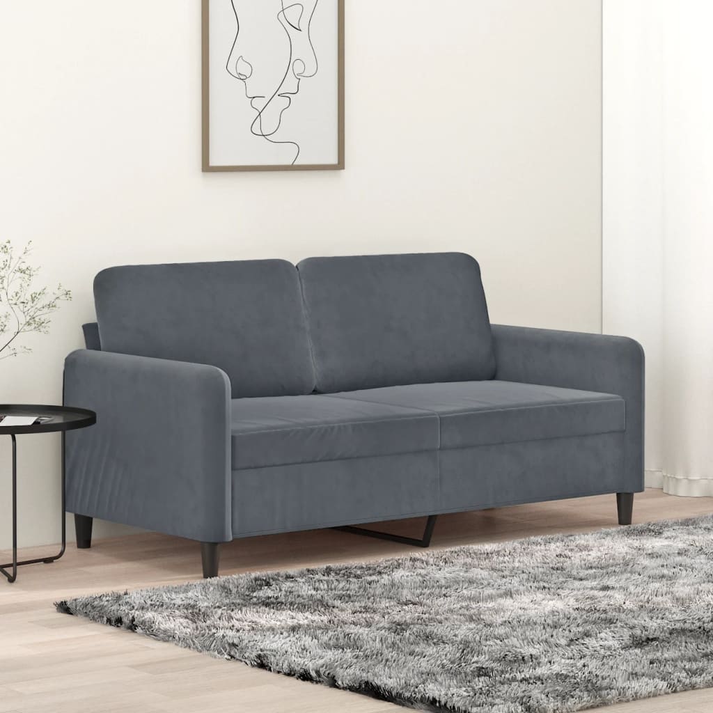 Tweezitsbank 140 cm fluweel donkergrijs is nu te koop bij PeponiXL, paradijselijk wonen!