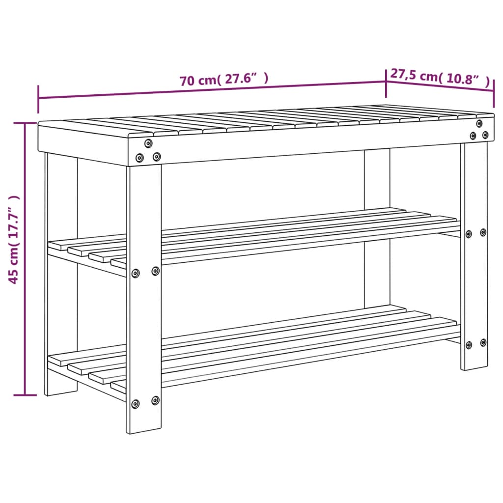 Schoenenrek 3-laags 70x27,5x45 cm bamboe is nu te koop bij PeponiXL, paradijselijk wonen!
