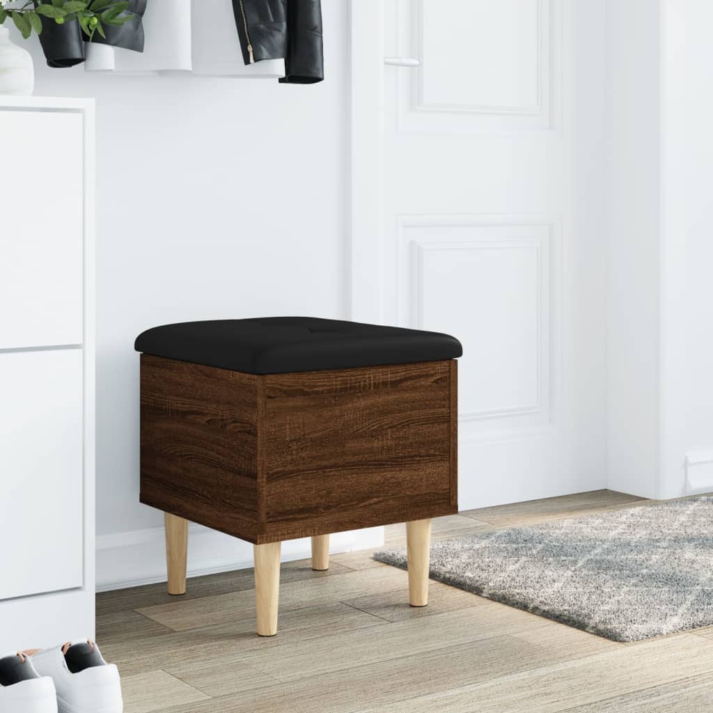 Opbergbankje 42x42x46 cm bewerkt hout bruin eikenkleur is nu te koop bij PeponiXL, paradijselijk wonen!