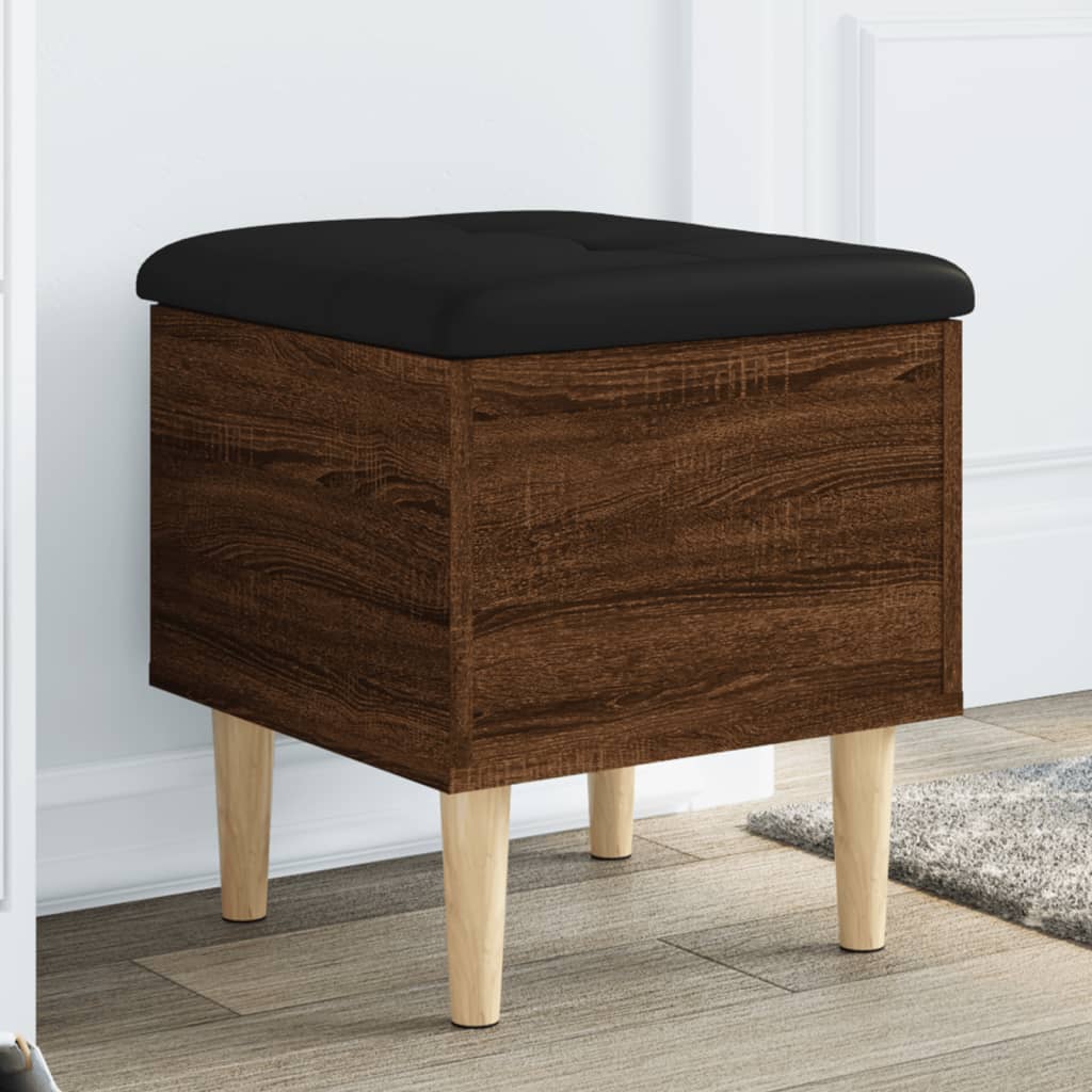 Opbergbankje 42x42x46 cm bewerkt hout bruin eikenkleur is nu te koop bij PeponiXL, paradijselijk wonen!