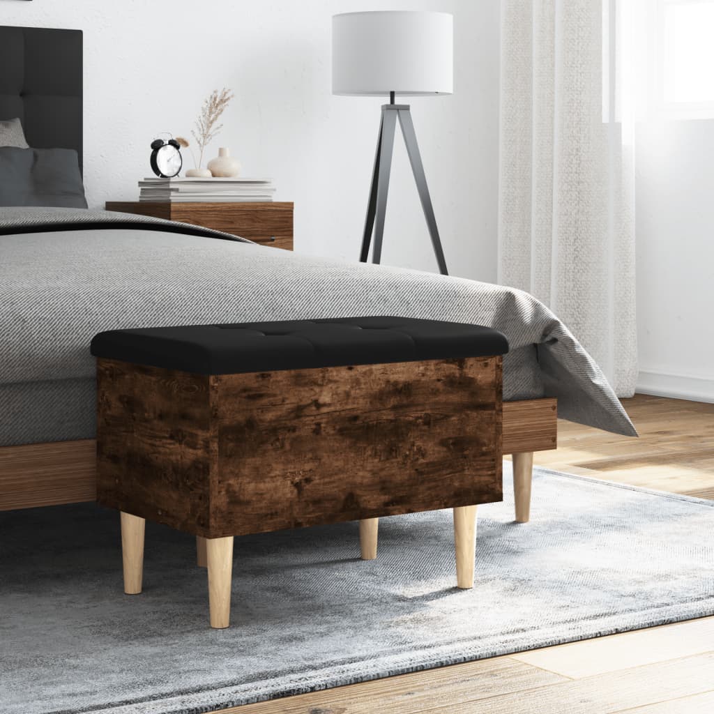 Opbergbankje 62x42x46 cm bewerkt hout gerookt eikenkleurig is nu te koop bij PeponiXL, paradijselijk wonen!