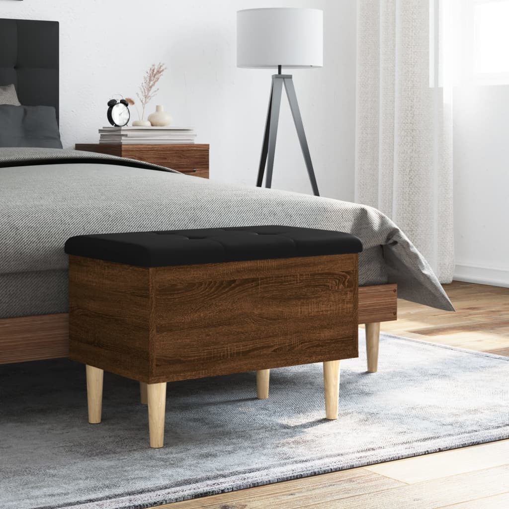 Opbergbankje 62x42x46 cm bewerkt hout bruin eikenkleur is nu te koop bij PeponiXL, paradijselijk wonen!