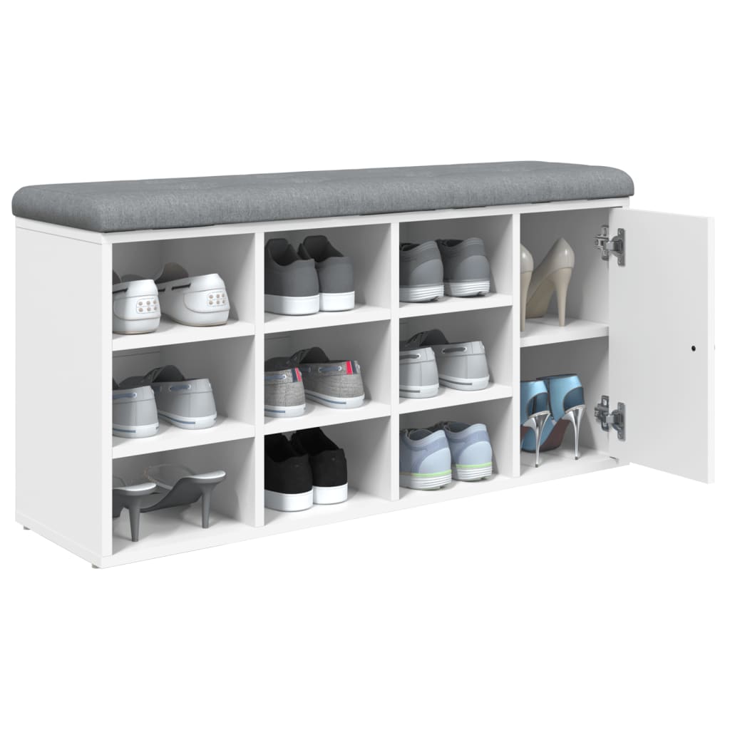 Schoenenbank 102x32x50 cm bewerkt hout wit is nu te koop bij PeponiXL, paradijselijk wonen!