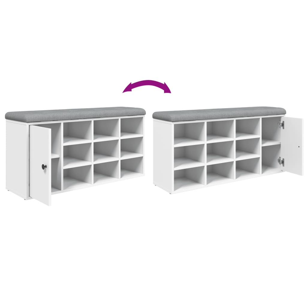 Schoenenbank 102x32x50 cm bewerkt hout wit is nu te koop bij PeponiXL, paradijselijk wonen!