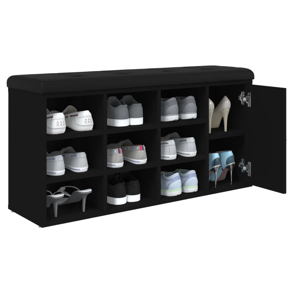 Schoenenbank 102x32x50 cm bewerkt hout zwart is nu te koop bij PeponiXL, paradijselijk wonen!