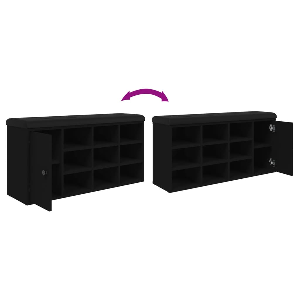 Schoenenbank 102x32x50 cm bewerkt hout zwart is nu te koop bij PeponiXL, paradijselijk wonen!