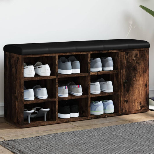 Schoenenbank 102x32x50 cm bewerkt hout gerookt eikenkleurig is nu te koop bij PeponiXL, paradijselijk wonen!