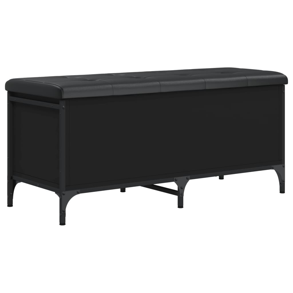 Opbergbankje 102x42x45 cm bewerkt hout zwart is nu te koop bij PeponiXL, paradijselijk wonen!