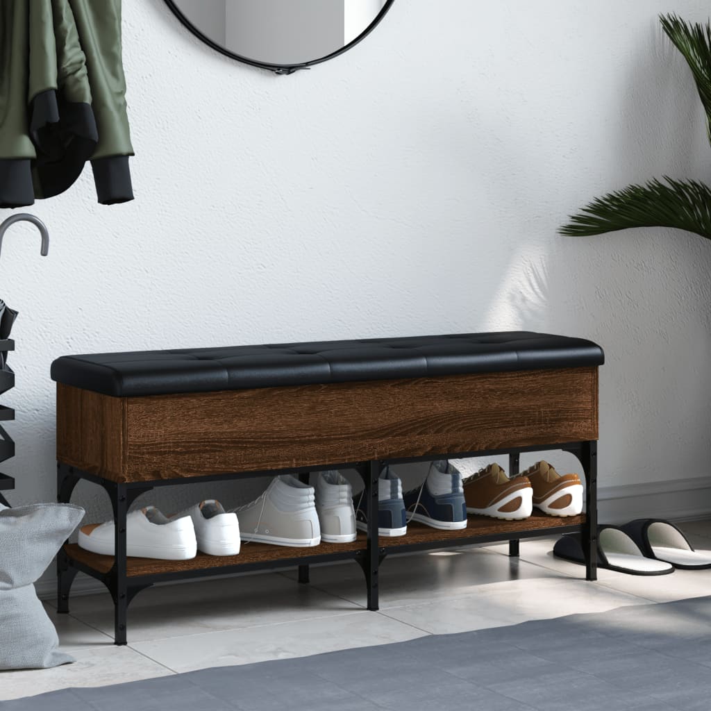 Schoenenbank 102x32x45 cm bewerkt hout bruin eikenkleur is nu te koop bij PeponiXL, paradijselijk wonen!