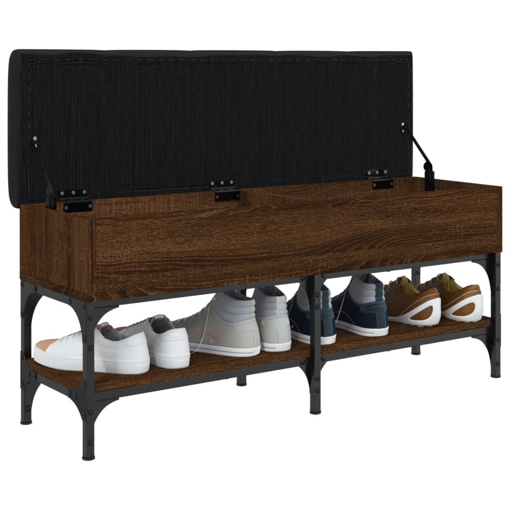 Schoenenbank 102x32x45 cm bewerkt hout bruin eikenkleur is nu te koop bij PeponiXL, paradijselijk wonen!